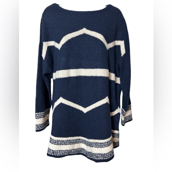 Lauren Ralph Lauren Navy Blue Cream Chevron Wool Blend Sweater Women’s 3X - Picture 3 of 12